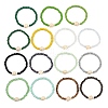 15Pcs 15 Colors Ocean Turtle Synthetic Turquoise & Faceted Rondelle Glass Beads Stretch Bracelets for Women BJEW-JB13643-2