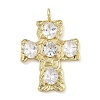 Brass Micro Pave Clear Cubic Zirconia Pendants KK-P349-02G-1