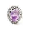 Natural Amethyst Adjustable Rings RJEW-P043-04P-19-2