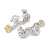 Brass Pave Cubic Zirconia Flower Stud Earrings for Women EJEW-I304-23P-3