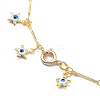 Star with Evil Eye Charm Necklace & Bracelet Jewelry Sets SJEW-JS01131-7