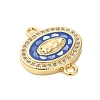 Rack Plating Brass Micro Pave Clear Cubic Zirconia Oval with Virgin Mary Connector Charms KK-K385-117G-3