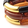 Acrylic & CCB Plastic Curved Tube Beads Stretch Bracelets Set for Women X-BJEW-JB07318-6