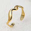 Stainless Steel Classic Wave Open Cuff Ring for Daily Commute TP1736-2