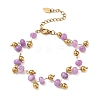 304 Stainless Steel Rondelle Natural Amethyst Beaded Bracelets BJEW-C151-04B-4