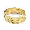 7Pcs Flat Vacuum Plating 201 Stainless Steel Bangles Sets for Women BJEW-F476-07G-01-1