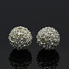 Silver Color Plated Round Alloy Grade A Crystal Rhinestone Beads X-RB-A034-12mm-A01S-1