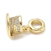 Brass Micro Pave Clear Cubic Zirconia European Dangle Charms KK-K368-37G-2