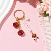 ABS Plastic Imitation Pearl & Alloy Enamel & Synthetic Coral Keychain KEYC-JKC01103-2