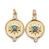 Brass Micro Pave Clear & Blue Cubic Zirconia Pendants ZIRC-Z011-29G-1