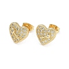 Brass Micro Pave Clear Cubic Zirconia Stud Earrings for Women EJEW-U030-02G-01-1