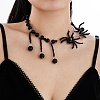 Gothic Spider Plastic Beaded Halloween Pendant Necklaces for Women PW-WG57971-03-1