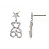 Brass Micro Pave Clear Cubic Zirconia Stud Earring Findings KK-S356-620P-NF-2