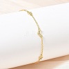 Brass Micro Pave Clear Cubic Zirconia Moon Star Link Chain Bracelets KK-CBA6980-28G-3