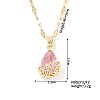 Mini 3D Fashionable Cute Versatile Elegant Brass Glass Teardrop Pendant Necklaces LA0295-2-1