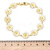 Brass & Enamel Daisy Link Chain Bracelets for Women BJEW-A171-03G-5