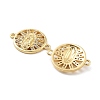 Rack Plating Brass Micro Pave Clear Cubic Zirconia Flat Round Connector Charms KK-C063-20G-2