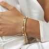 5.7MM 304 Stainless Steel Wave Textured Open Cuff Bangles for Women OV6378-2