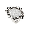 Vintage Adjustable Iron Finger Ring Components Alloy Cabochon Bezel Settings PALLOY-Q300-10AS-NR-4