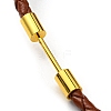 Brass Column Bar Link Bracelet with Leather Cords BJEW-G675-05G-12-2
