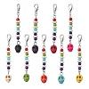 Dyed Synthetic Turquoise Halloween Skull Pendants Decorations HJEW-JM03902-2