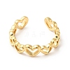 Vacuum Plating 304 Stainless Steel Heart Wrap Open Cuff Ring RJEW-C040-01G-2