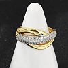 Brass Micro Pave Cubic Zirconia Open Cuff Ring for Women RJEW-F177-03GP-07-3