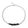 Natural Black Agate Chips Pendant Necklace NJEW-E015-01A-2