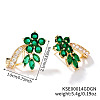 Elegant Brass Rhinestone Leaf Stud Earrings FM5419-4-1