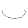 Natural Keshi Pearl Coin and Natural Amazonite Heishi Beaded Necklaces for Women NJEW-JN06344-3