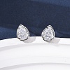 Brass Micro Pave Clear Cubic Zirconia Stud Earrings EJEW-C174-02G-P-1
