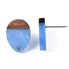 Resin & Walnut Wood Stud Earring Findings MAK-N032-006A-H04-4