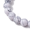 Natural Howlite Round Beads Stretch Bracelets BJEW-JB11493-01-4