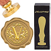 Brass Wax Seal Stamps with Wood Handle AJEW-WH0412-0255-1