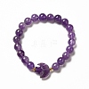 Natural Amethyst Moon and Star Beaded Stretch Bracelet for Women G-G997-C03-2