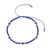 Natural Lapis Lazuli & Seed Glass Beaded Braided Bead Bracelets BJEW-JB12605-04-1