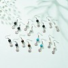 2Pair 2 Style Natural & Synthetic Mixed Stone with Yin Yang Long Dangle Earrings EJEW-JE04962-3