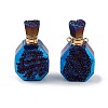 Electroplated Natural Druzy Agate Openable Perfume Bottle Pendants G-L524-10G-02-1