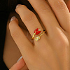 Adjustable Brass Micro Pave Cubic Zirconia Cuff Open Rings for Women XI0611-4