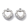 304 Stainless Steel Pave Shell Heart Charms STAS-R130-05G-1