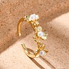 Flower Brass Open Cuff Rings for Women RJEW-G341-01G-1