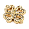 Rack Plating Brass Micro Pave Clear Cubic Zirconia Clover Connector Charms KK-A234-042G-2