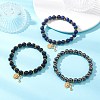 3Pcs Natural Lapis Lazuli & Eyeless Obsidian & Non-Magnetic Synthetic Hematite  Beaded Stretch Bracelets BJEW-JB12895-1