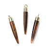 Natural Tiger Eye Brass Pointed Pendants G-B025-02LG-14-1