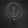 Natural Gemstone Heart Pendant Colorful Glass Seed Beads Beaded Necklaces for Women VA8487-1-2