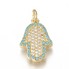 Brass Micro Pave Cubic Zirconia Pendants ZIRC-Q015-046G-1