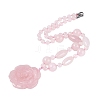 Natural Rose Quartz Flower Pendant Necklaces NJEW-N064-08C-2