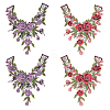 CHGCRAFT 4pcs 2 Colors Peony Pattern Polyester Computerized Embroidered Cloth Collar DIY-CA0005-44-1