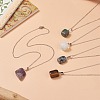 5Pcs 5 Style Natural & Synthetic Mixed Gemstone Rectagnel & Triangle Pendant Necklaces Set NJEW-JN04268-7