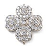 Rack Plating Brass Clear Cubic Zirconia Clover Connector Charms KK-A234-037P-1